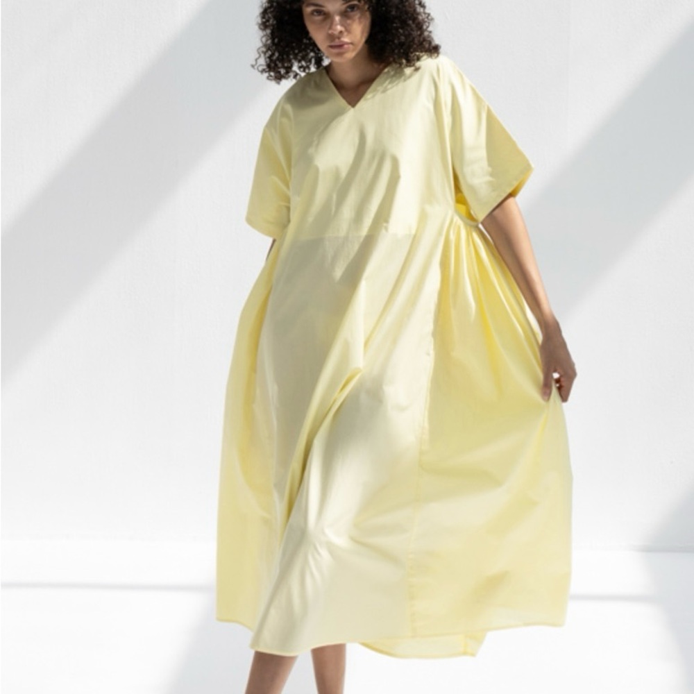 Black crane lemon Yellow Maxi Dress